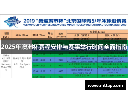 2025年澳洲杯赛程安排与赛事举行时间全面指南 2025年澳洲杯赛程安排与赛事举行时间全面指南